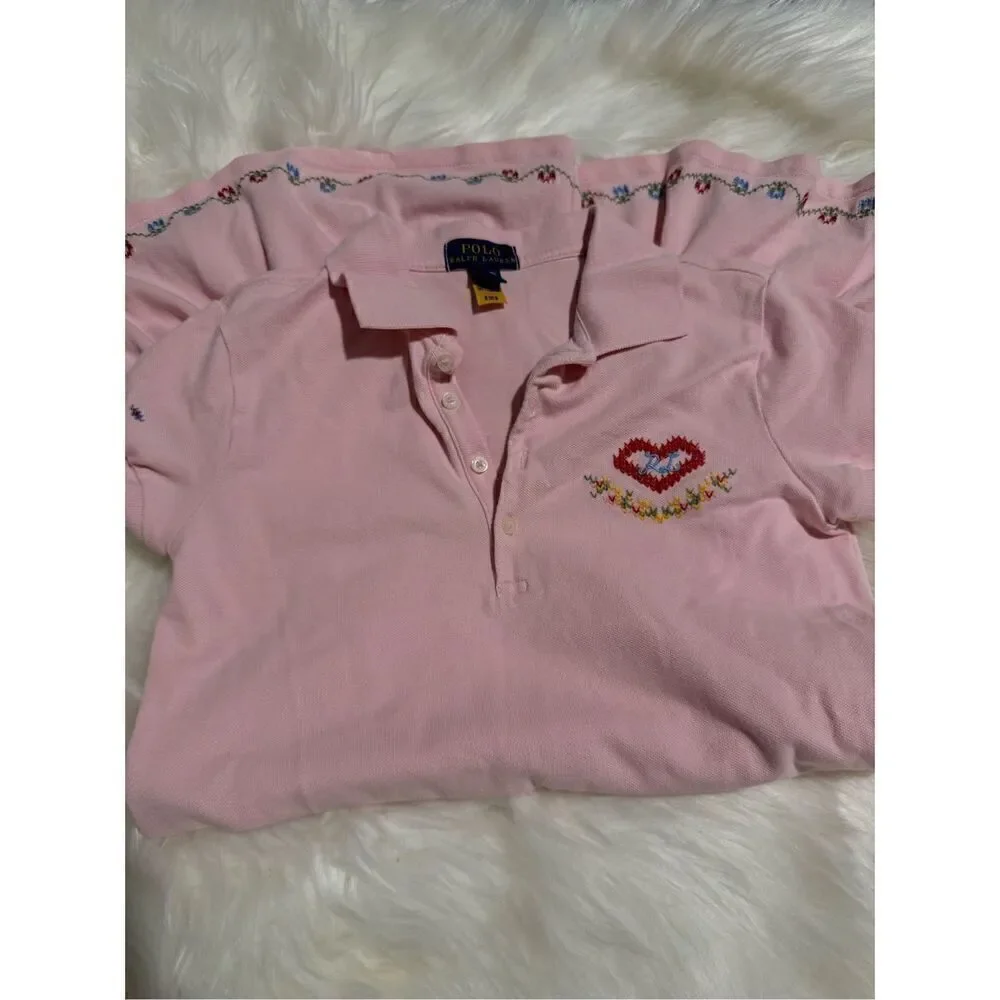 Polo Ralph Lauren pink embroidered logo polo pink dress 8-10